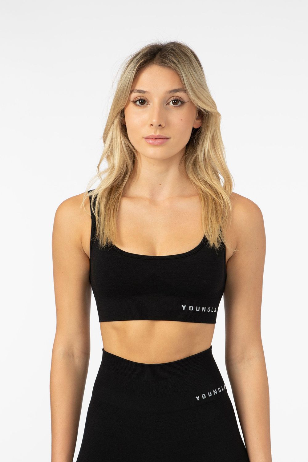 Young LA W308 Seamless Sports Bra Zwart | AMTWH3695