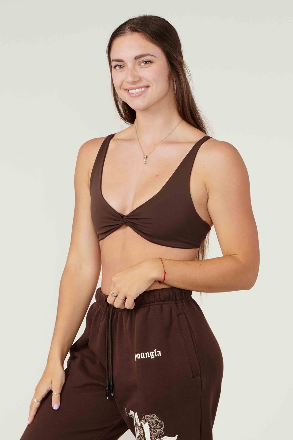 Young LA W326 Spiral Sports Bra Donkerbruin | BSNHX6028