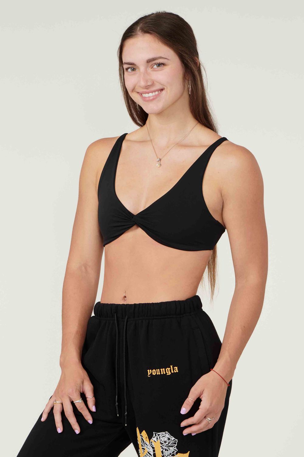 Young LA W326 Spiral Sports Bra Zwart | XAVPE6087