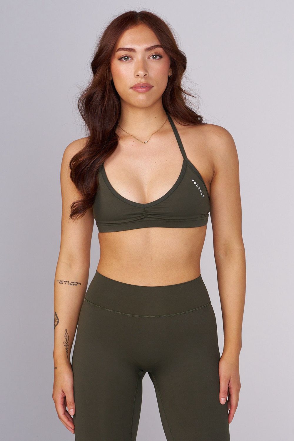 Young LA W335 - Urban V-Neck Bra Olijfgroen | QDTCJ6039