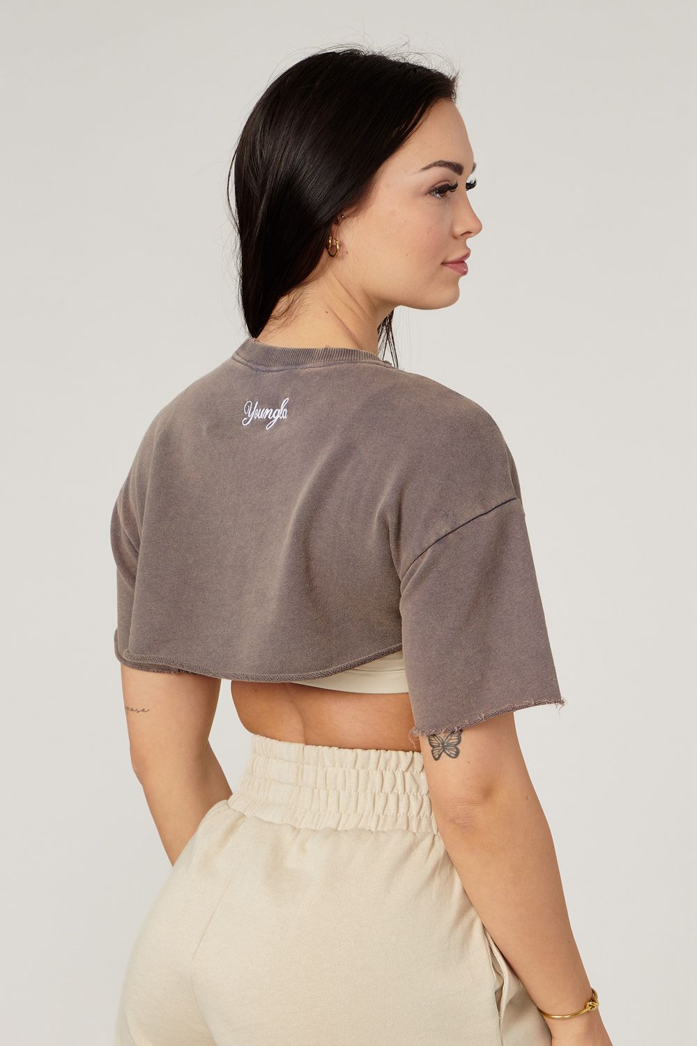 Young LA W410 - Cut Out Tee Khaki | AKETG3285