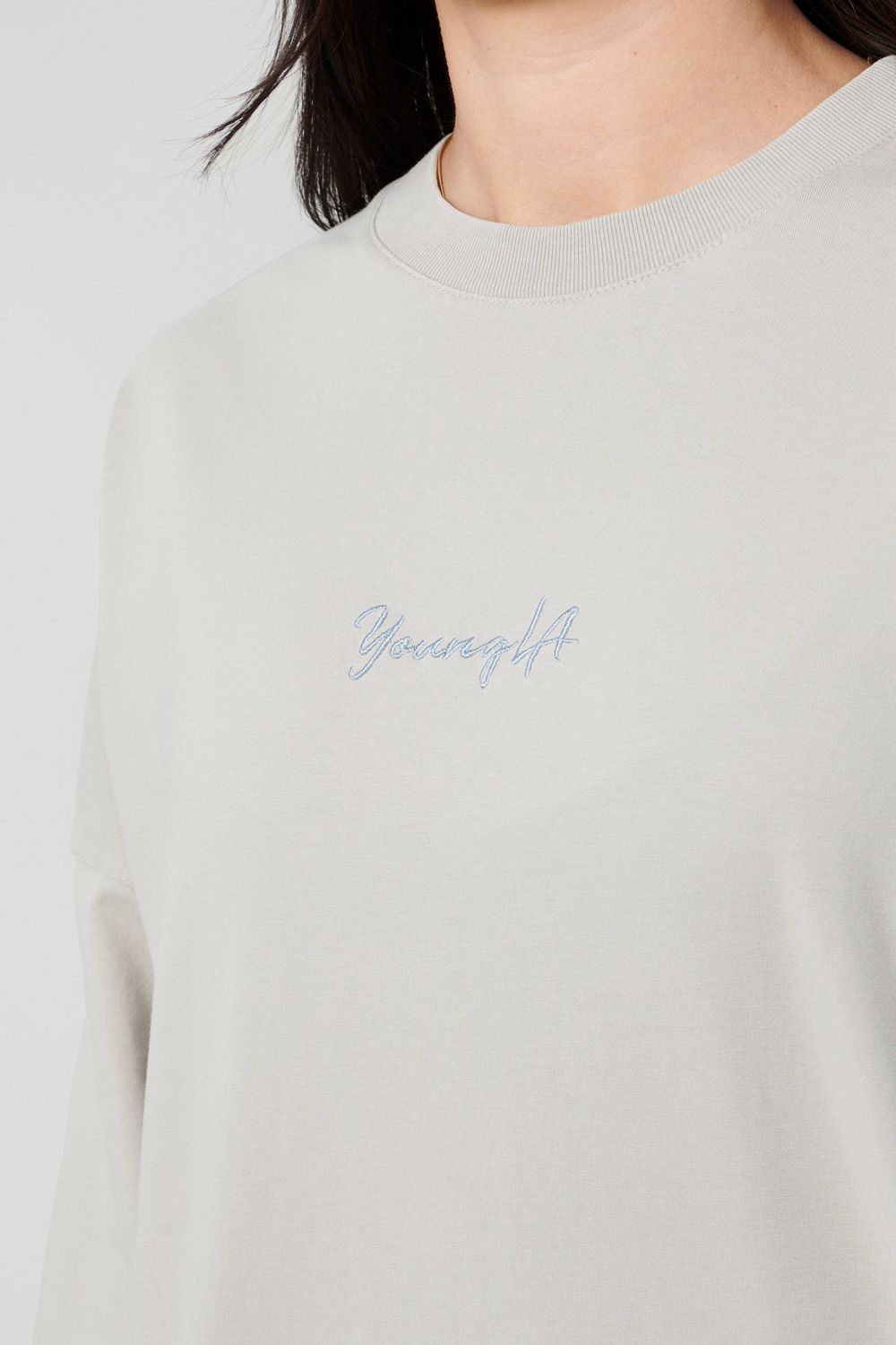 Young LA W416 Retro Long Sleeve Lichtgrijs | JHKBP5429