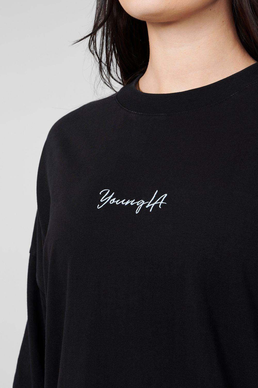 Young LA W416 Retro Long Sleeve Zwart | BONRQ7056