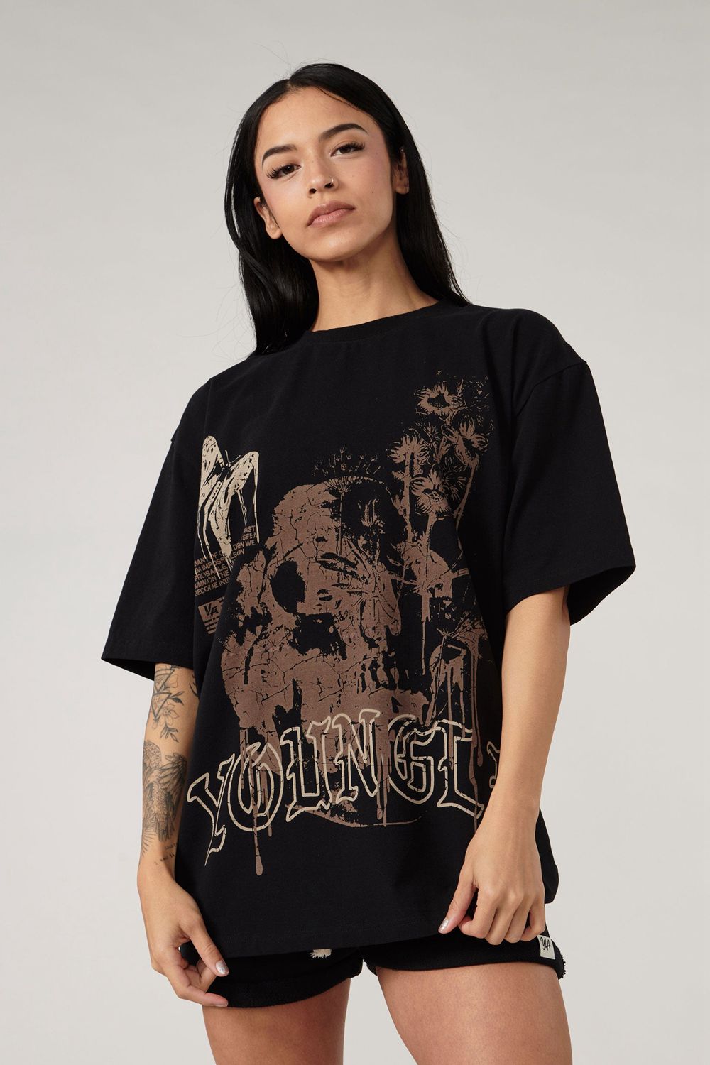 Young LA W427 Phantom Oversized Tees Zwart | OWVPK5386