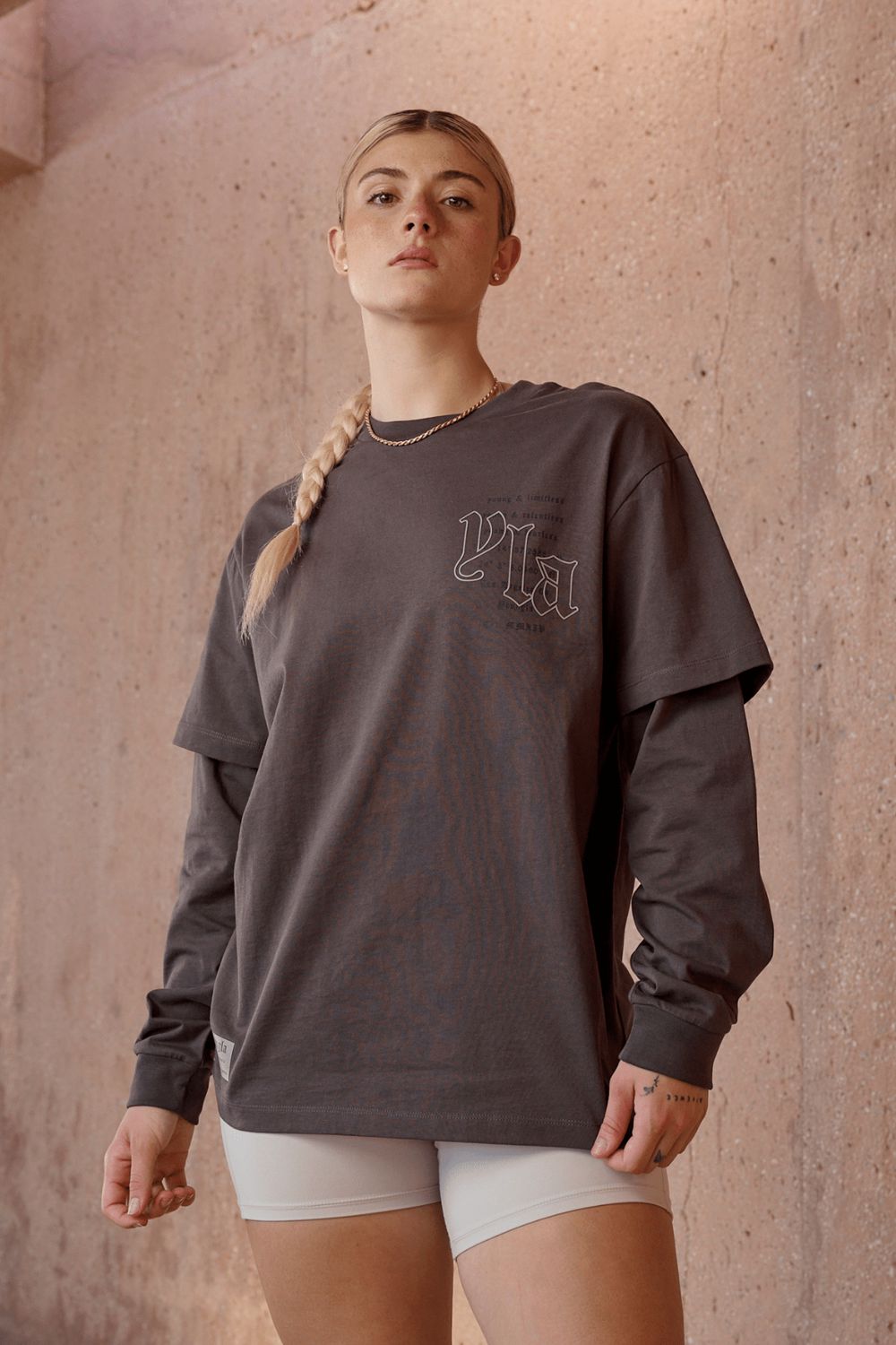 Young LA W437 - Urban Layer Tee Grijs | CWZOY9406