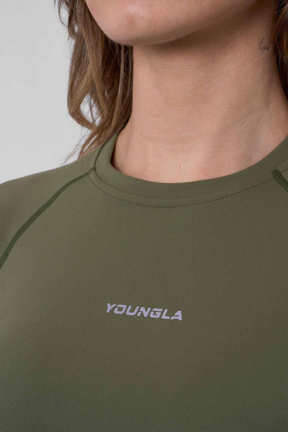 Young LA W439 - Compression Cap Sleeve Tee Olijfgroen | WJCEZ9086