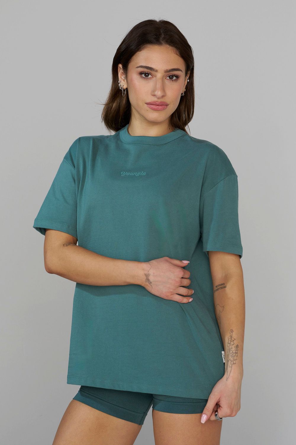 Young LA W443 Simple Tee Teal | UCHFZ2371