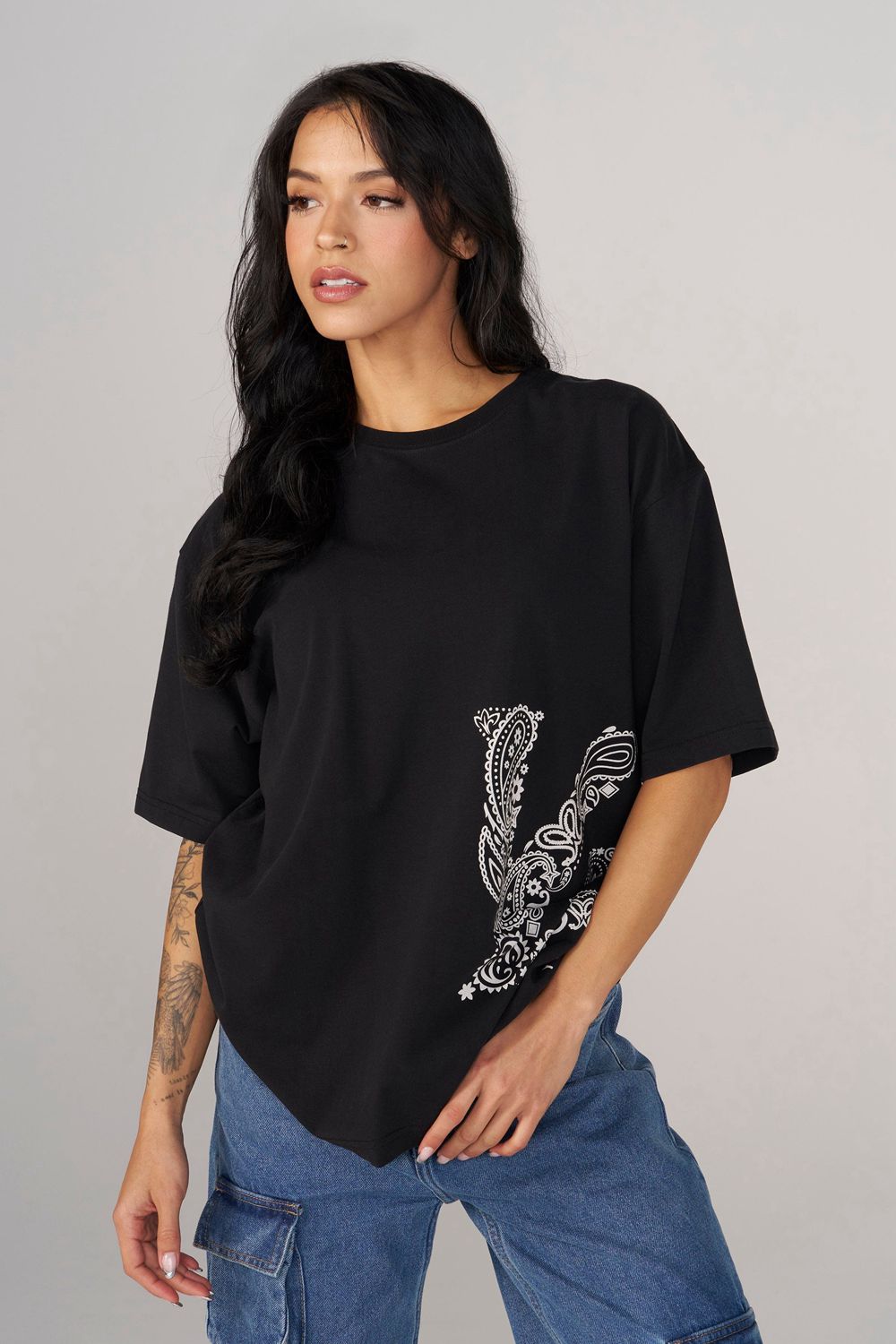 Young LA W448 Bandana Tee Zwart | BZTYC1364