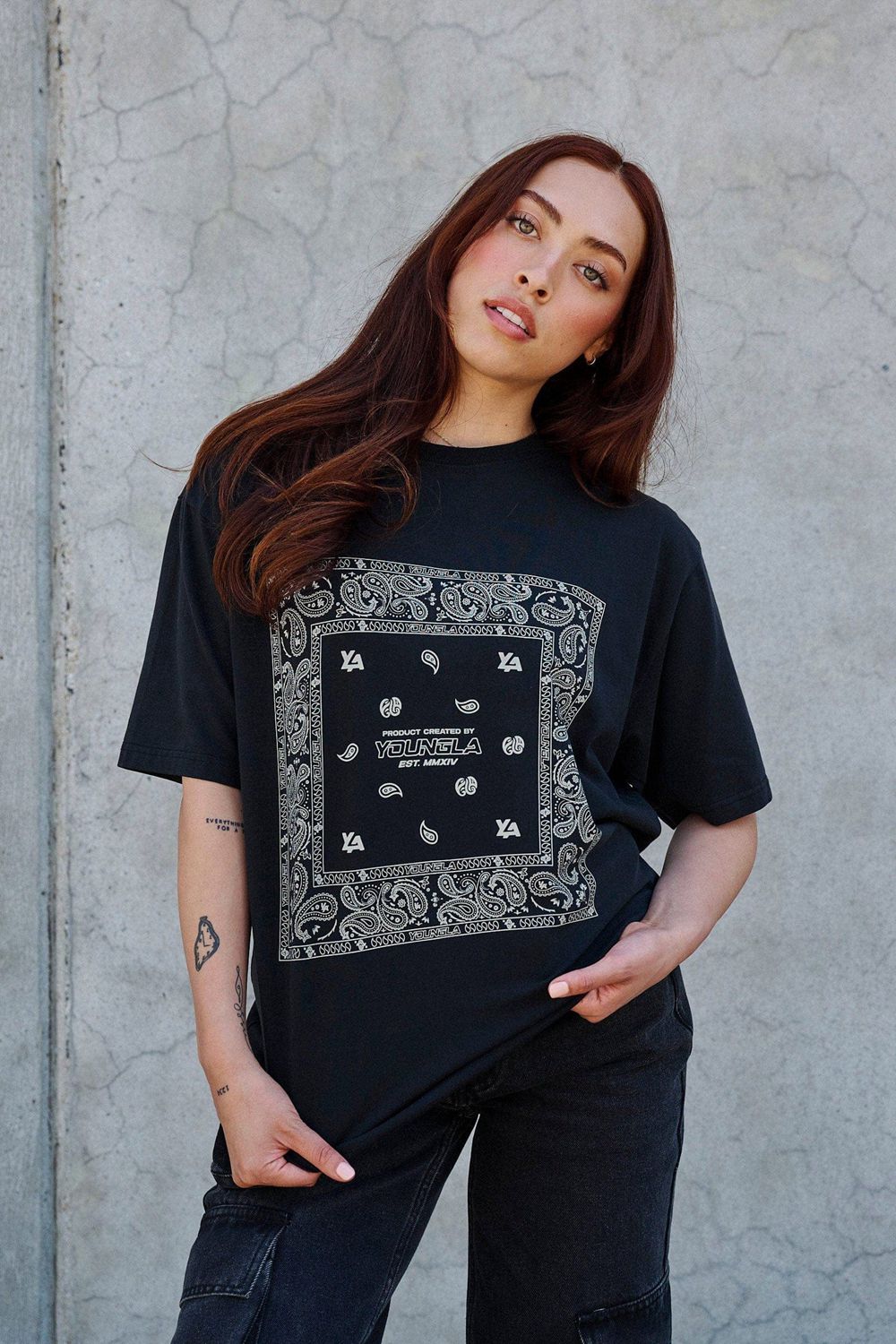 Young LA W448 Bandana Tee Zwart | KUOPX4203