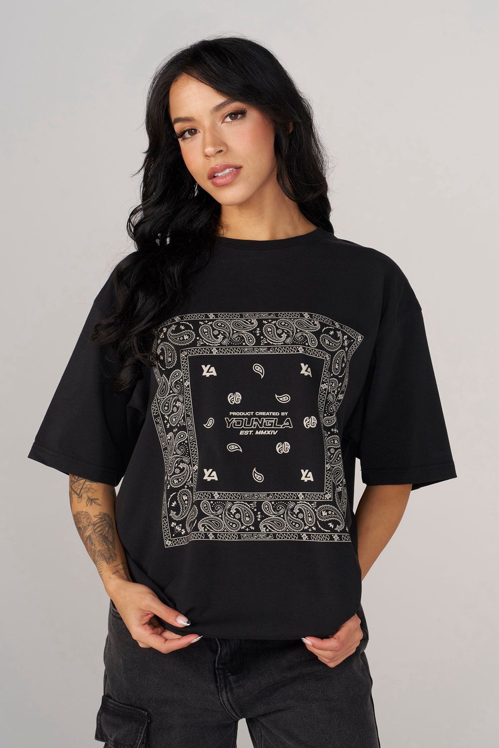 Young LA W448 Bandana Tee Zwart | KUOPX4203