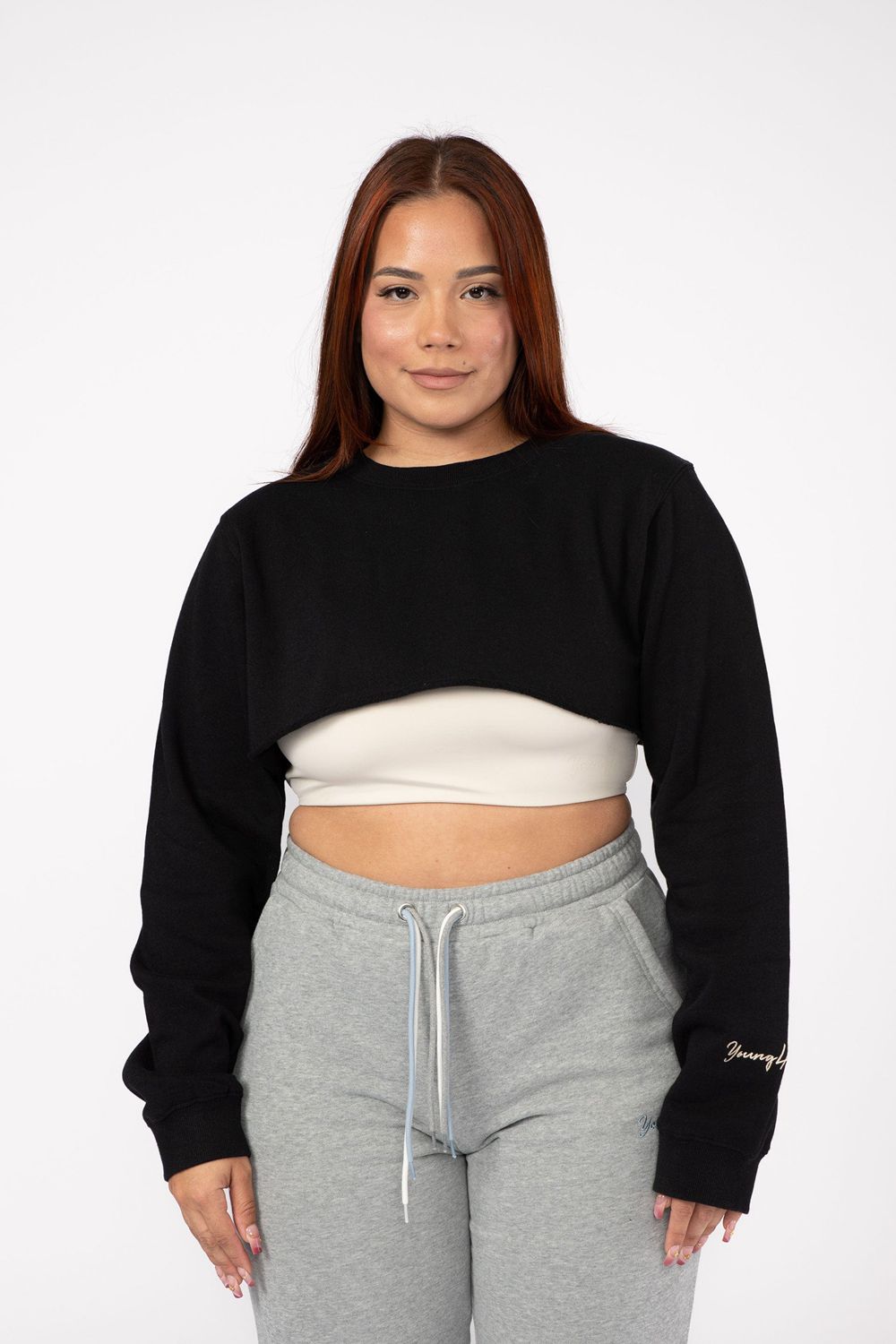 Young LA W501 Super Crop Sweater Zwart | IOJDY7608