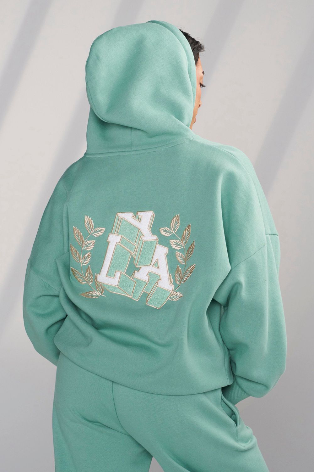 Young LA W524 - Teddy Hoodie Teal | VNHBY5387