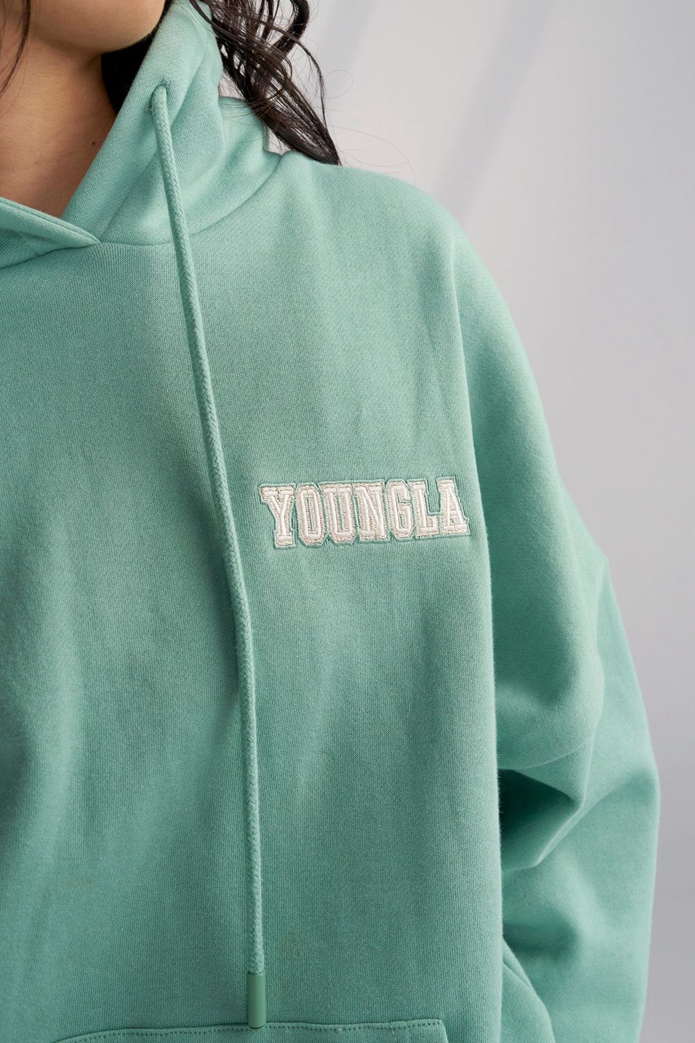 Young LA W524 - Teddy Hoodie Teal | VNHBY5387