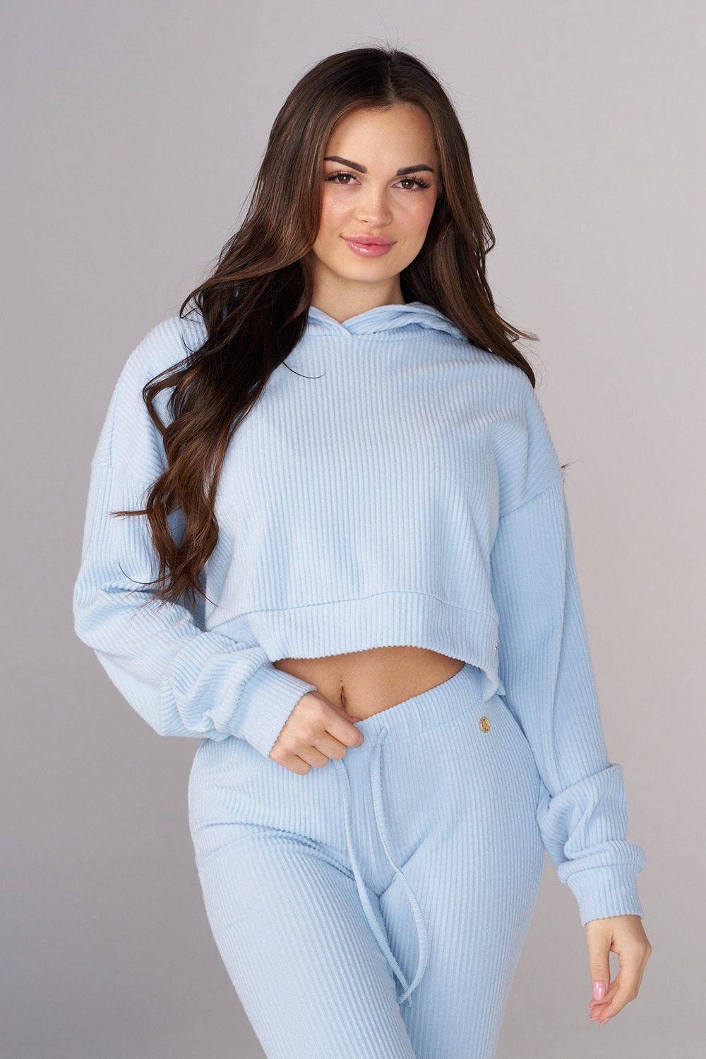 Young LA W545 Ava Crop Hoodie Blauw | AOHJR9461