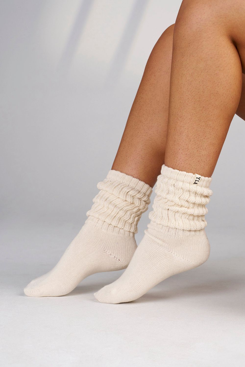 Young LA W609 - Scrunch Socks 3-Pack Wit Bruin Beige | FTOBE3648