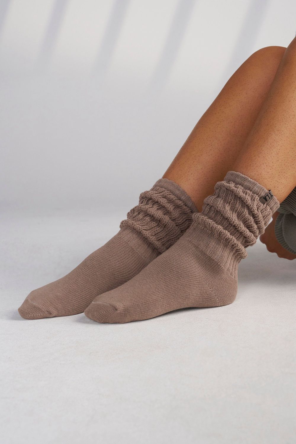 Young LA W609 - Scrunch Socks 3-Pack Wit Bruin Beige | FTOBE3648